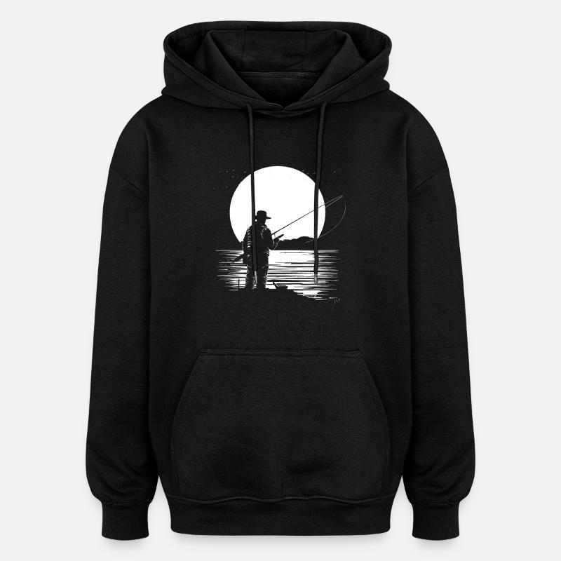 Graphiques de pêche - Sweat à capuche oversize unisexe - noir