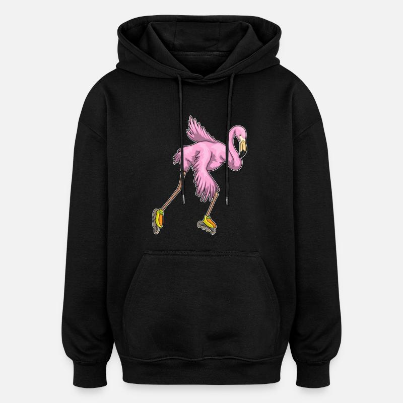 Flamingo Inline skating Inline skates - Oversized Unisex Hoodie - black