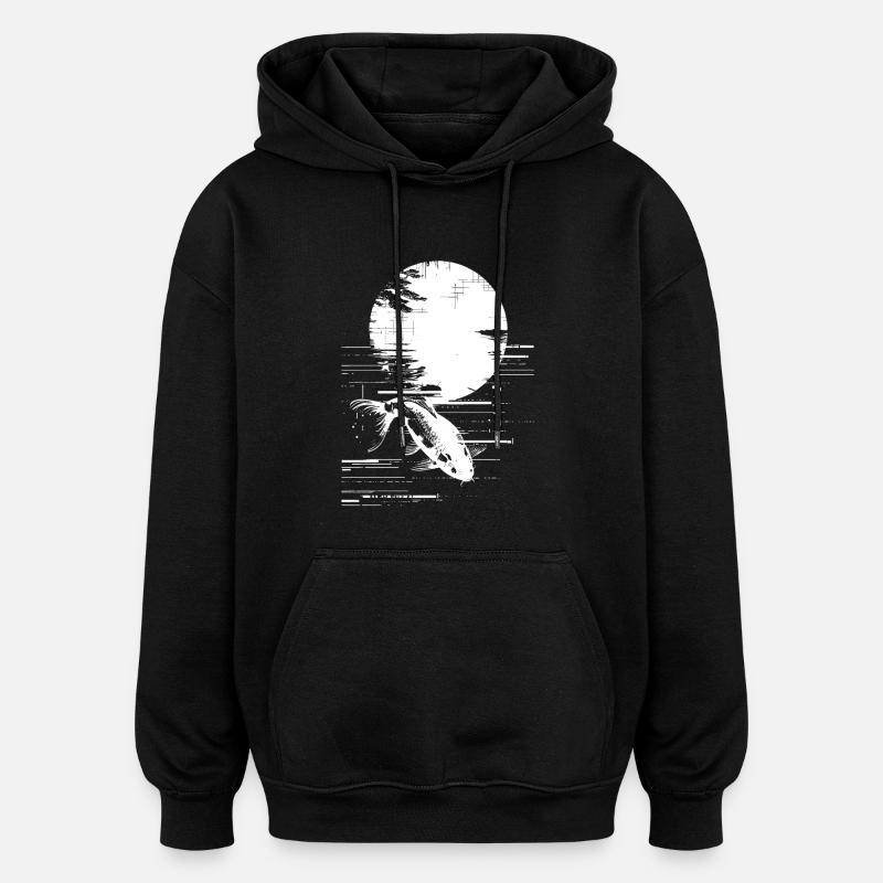 Dessin de pêche - Sweat à capuche oversize unisexe - noir