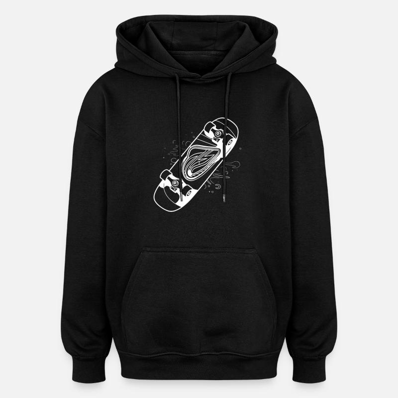 Dessin de planche à roulettes - Sweat à capuche oversize unisexe - noir