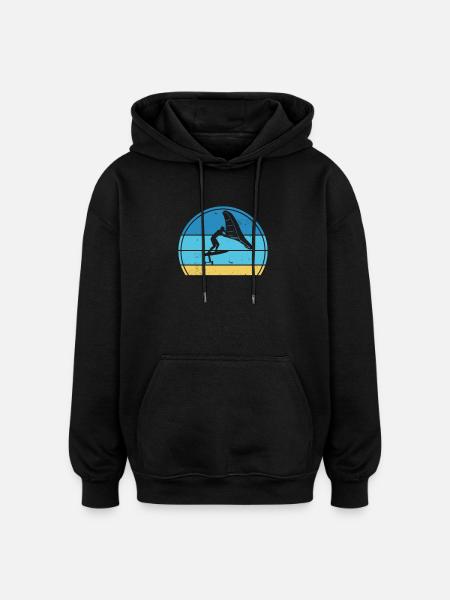 Wingfoil Surfer Wingfoiling Hydrofoil Kitefoil - Oversized Unisex Hoodie - black