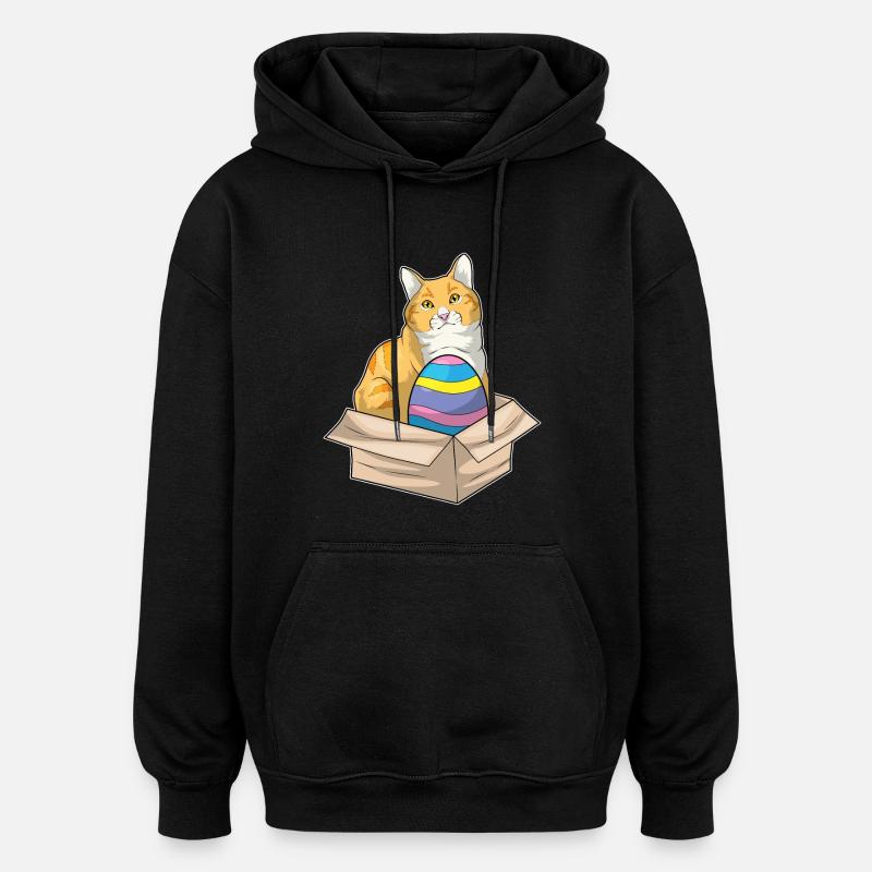 Katze Ostern Osterei - Oversized Unisex Hoodie - Schwarz