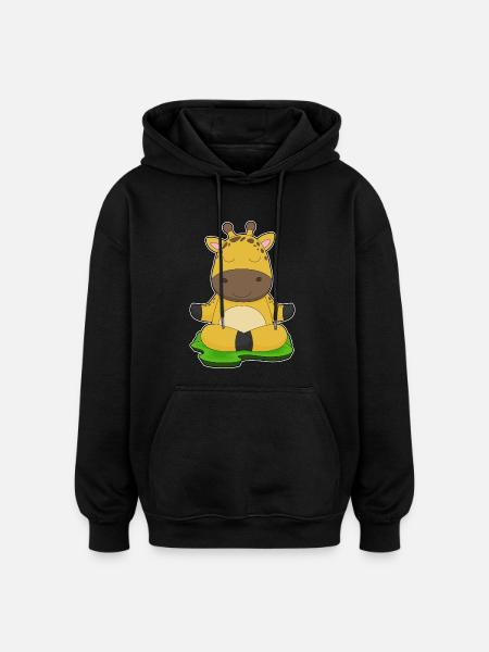 Giraffe Yoga Fitness Meditation - Oversized Unisex Hoodie - black
