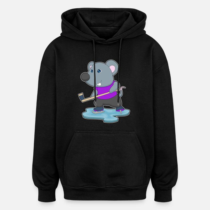 Maus Eishockey Eishockeyschläger - Oversized Unisex Hoodie - Schwarz