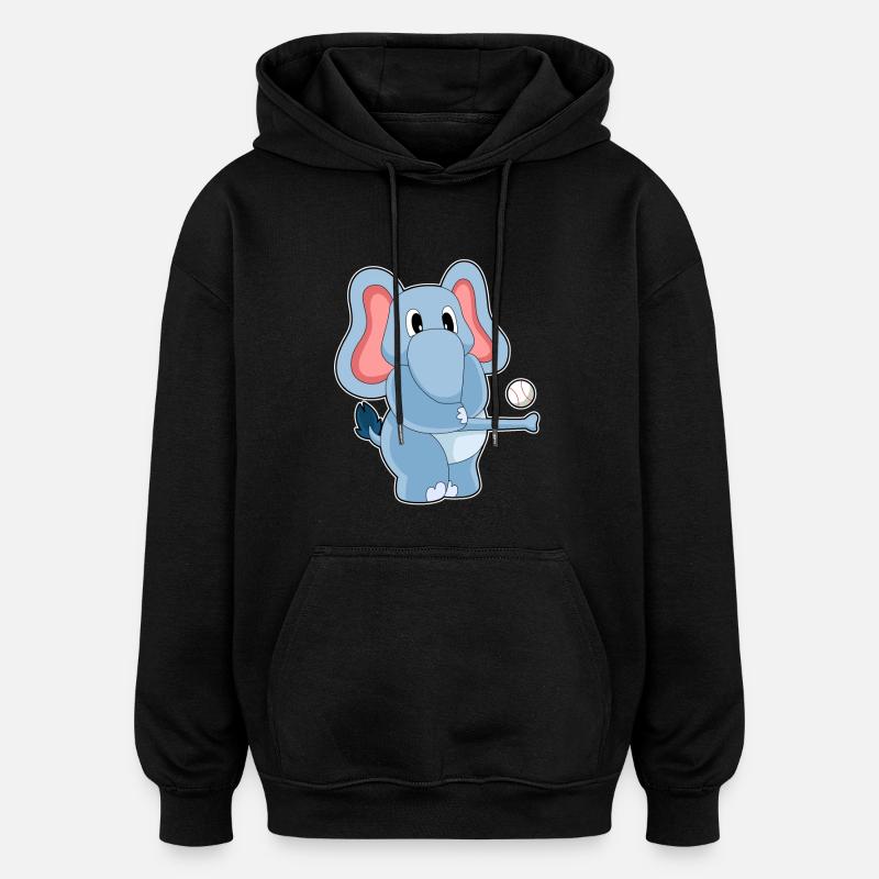 Elefant Baseball Sport - Oversized Unisex Hoodie - Schwarz