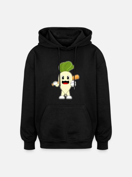 Radish Baseball Baseball Bat - Oversized Unisex Hoodie - black