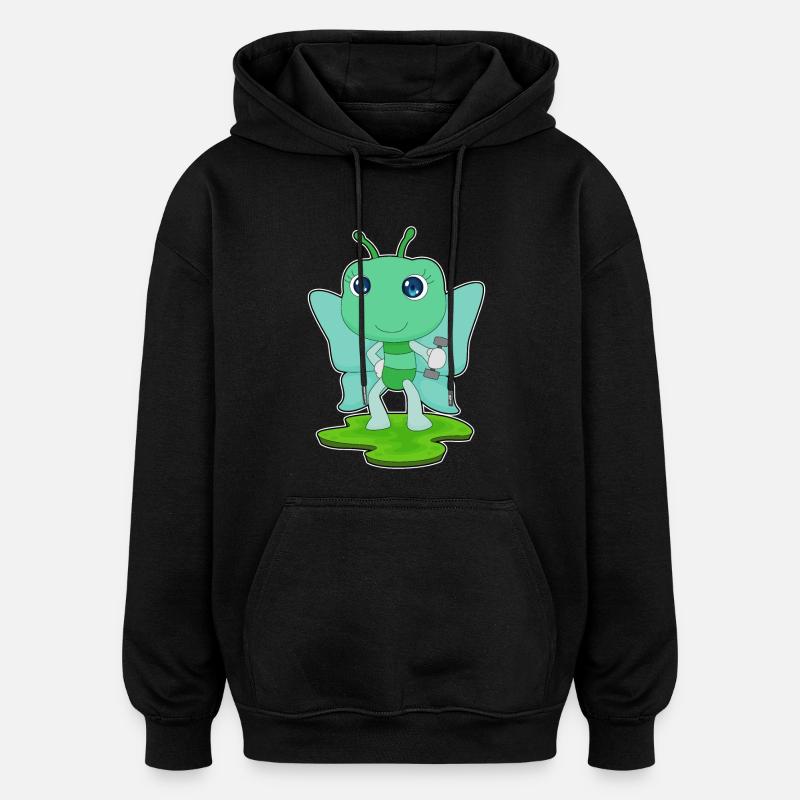 Bodybuilding papillon avec haltères - Sweat à capuche oversize unisexe - noir