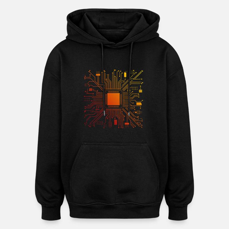 Tech Computer Motherboard Abstrakter Mikrochip - Oversized Unisex Hoodie - Schwarz