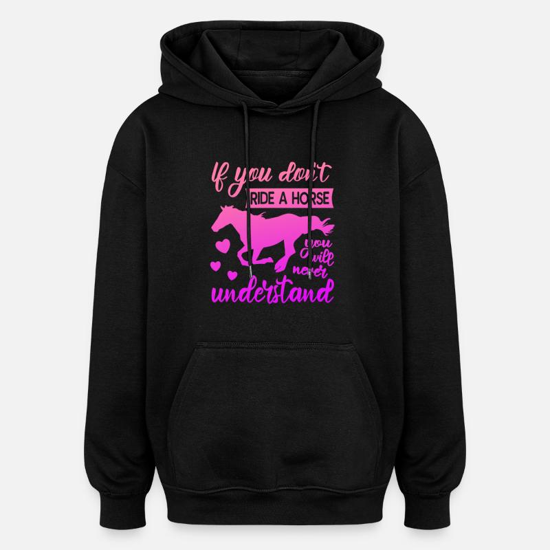 Pferde Mädchen - Oversized Unisex Hoodie - Schwarz