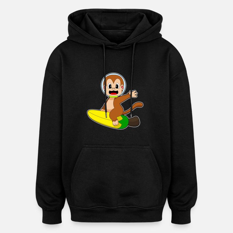 Monkey Banana Astronaut - Oversized Unisex Hoodie - black