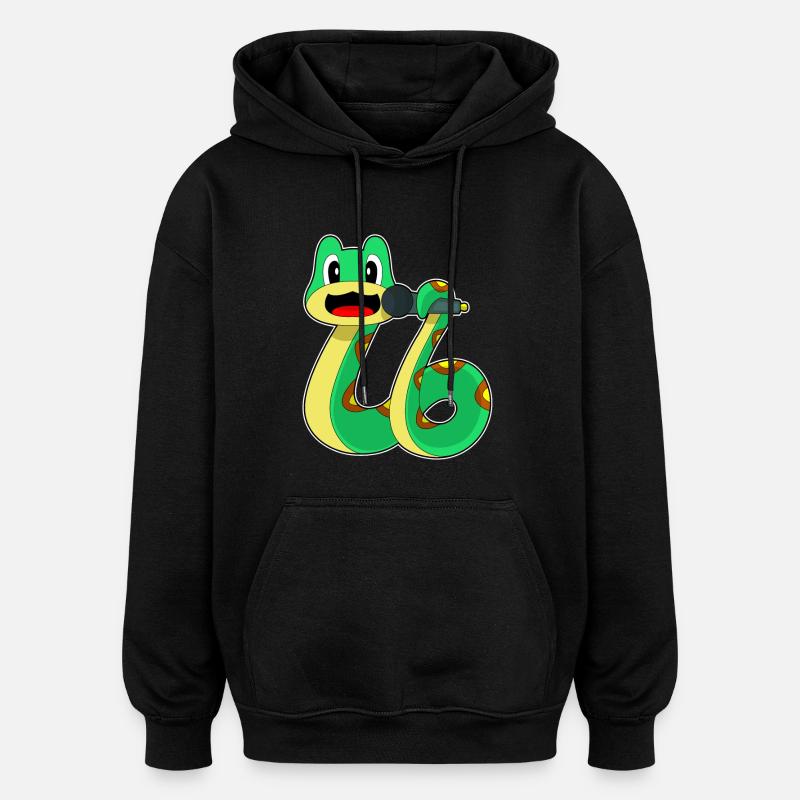 Snake Singer Microphone Musique - Sweat à capuche oversize unisexe - noir