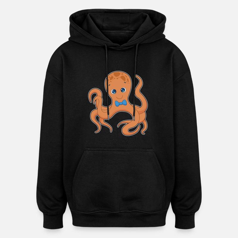 Krake Gentleman Fliege - Oversized Unisex Hoodie - Schwarz