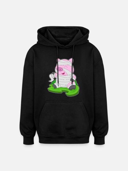 Pig Halloween Mummy - Oversized Unisex Hoodie - black