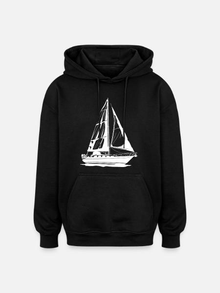 Dessin de voilier - Sweat à capuche oversize unisexe - noir
