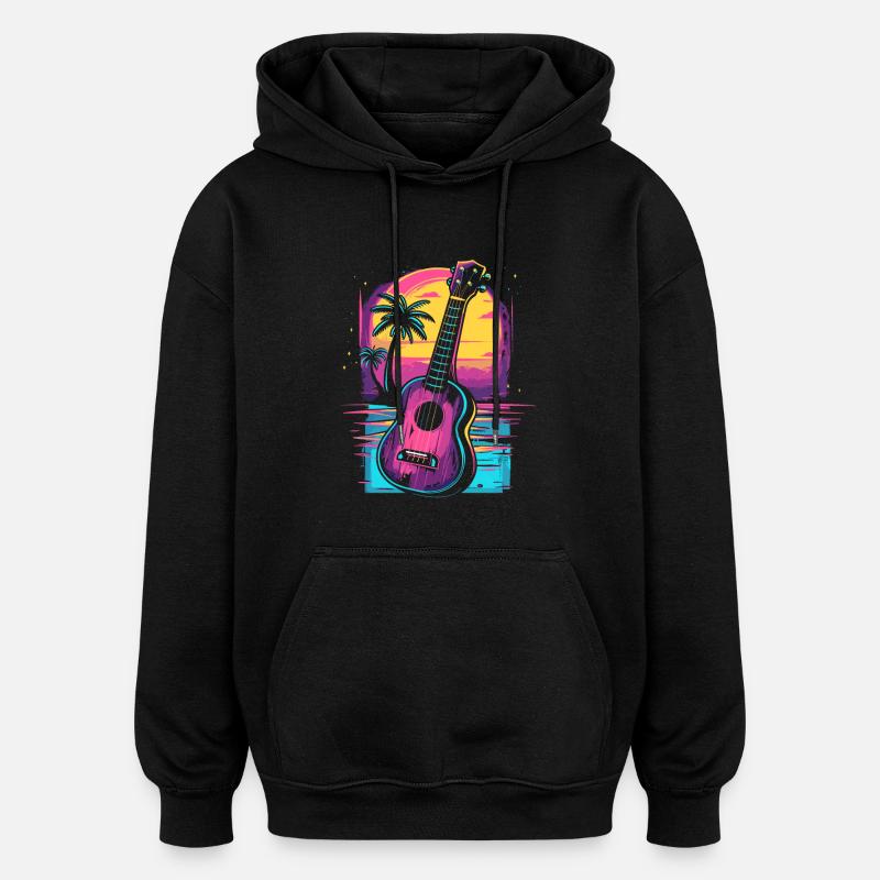 Ukulele 80er Jahre Look - Oversized Unisex Hoodie - Schwarz