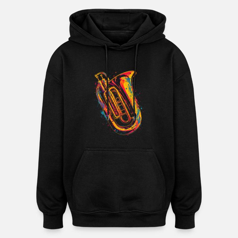 Tuba Graphique - Sweat à capuche oversize unisexe - noir