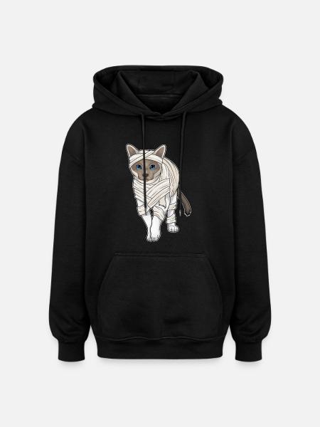 Siamese Cat Halloween Mummy - Oversized Unisex Hoodie - black