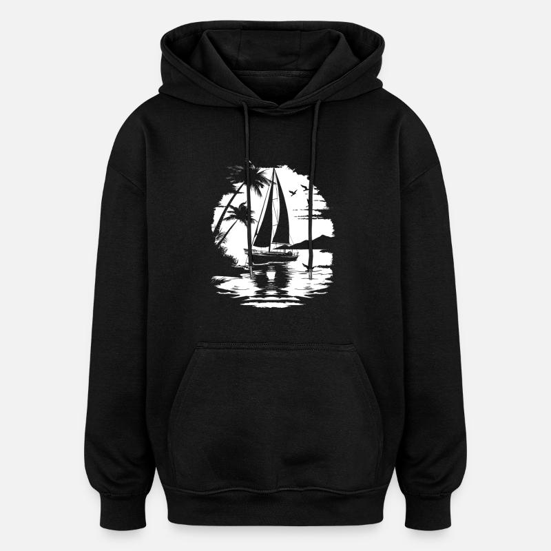 Dessin de voile - Sweat à capuche oversize unisexe - noir