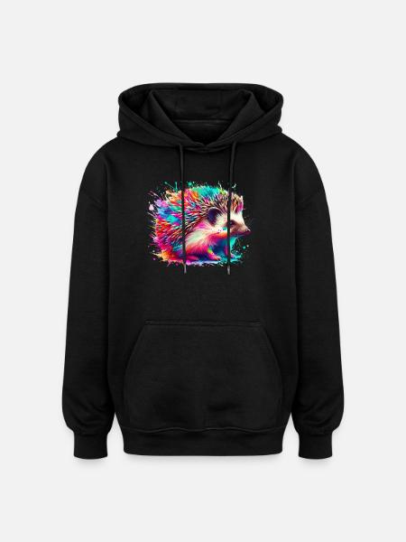 Hérisson - Sweat à capuche oversize unisexe - noir