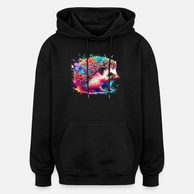Hérisson - Sweat à capuche oversize unisexe - noir