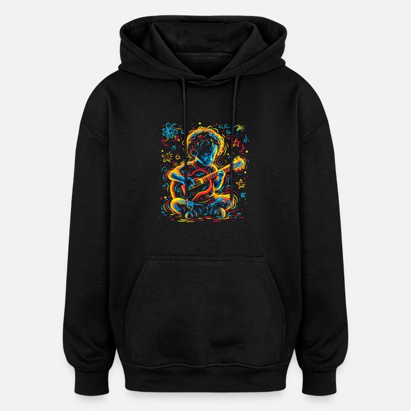 Petit Joueur de Ukulélé - Sweat à capuche oversize unisexe - noir