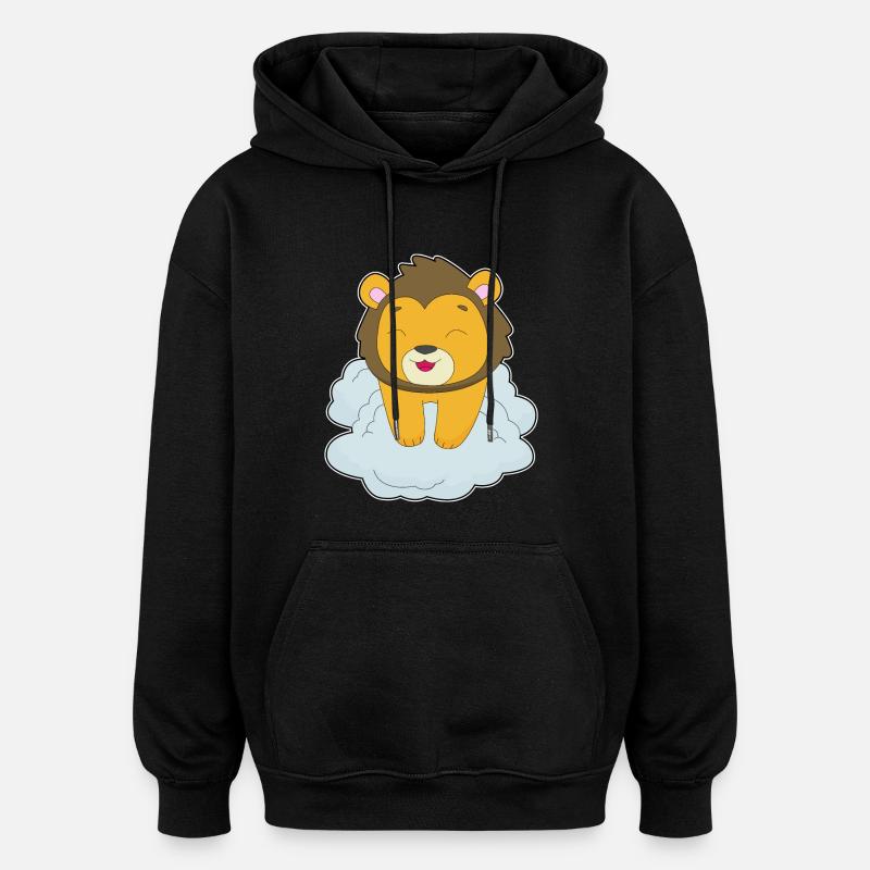 Nuages de lions - Sweat à capuche oversize unisexe - noir