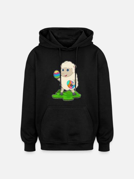 Sheep Easter Easter Eggs - Oversized Unisex Hoodie - black