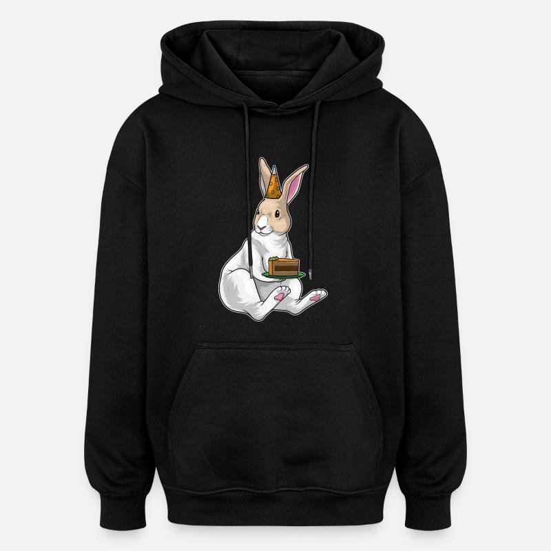 Gâteau d’anniversaire lapin - Sweat à capuche oversize unisexe - noir