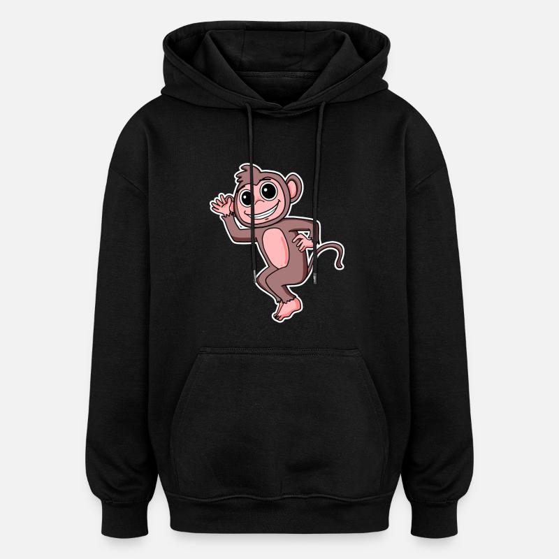 Motif Singe Animal - Sweat à capuche oversize unisexe - noir