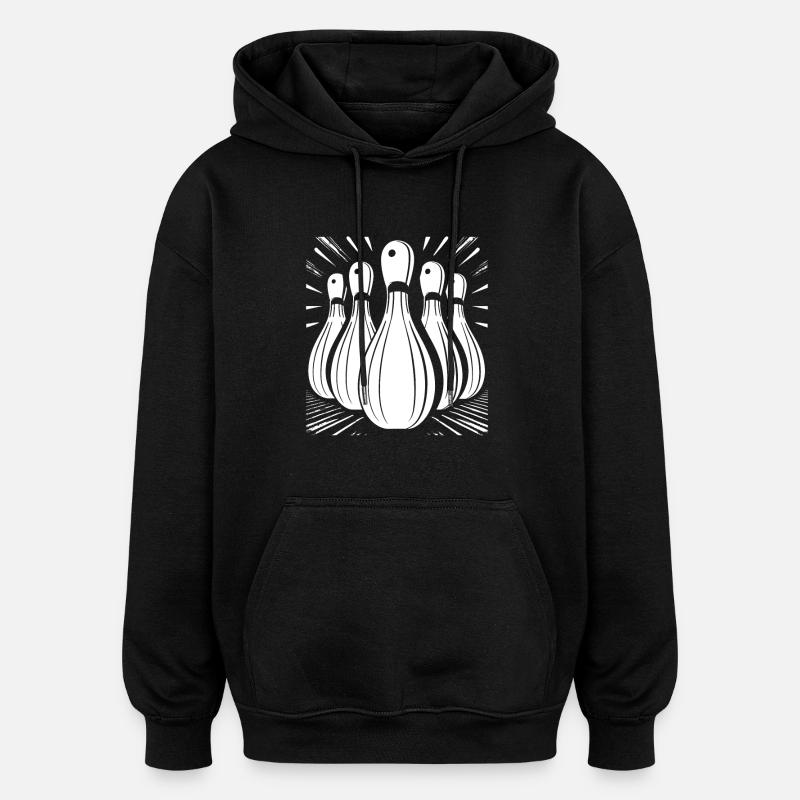 Graphiques de bowling - Sweat à capuche oversize unisexe - noir