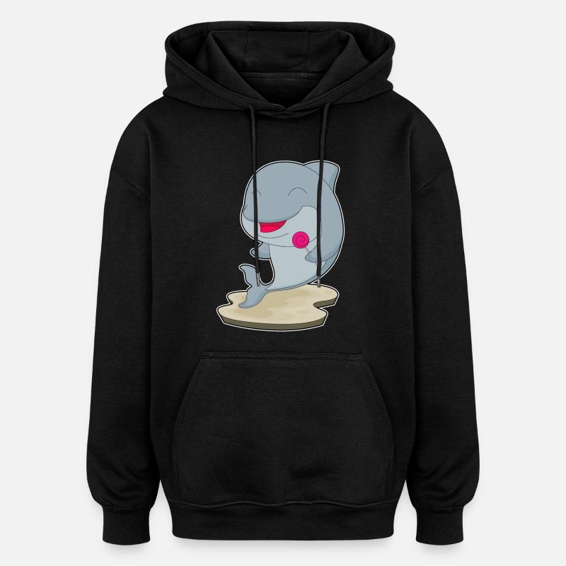 Sucette dauphin - Sweat à capuche oversize unisexe - noir