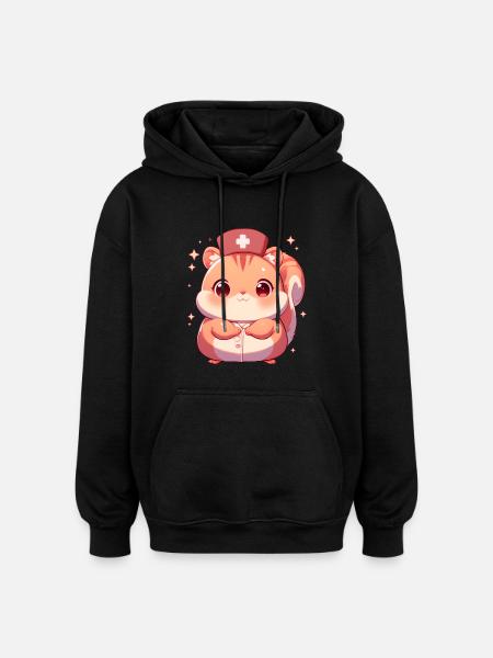 Krankenschwester Eichhörnchen Pflegerin Ärztin - Oversized Unisex Hoodie - Schwarz
