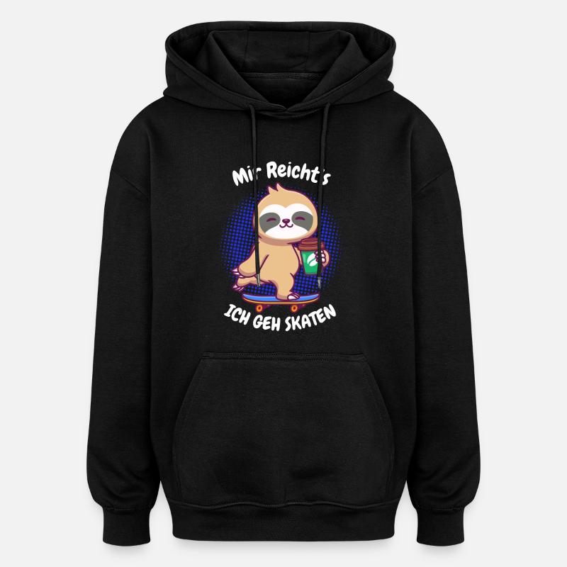 Kaffee Sloth Skateboard - Oversized Unisex Hoodie - Schwarz
