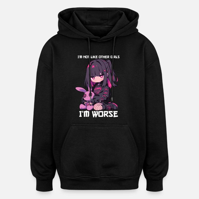 Ikke som andre piger Kawaii Goth Bunny Gave - Oversize unisex hoodie - sort
