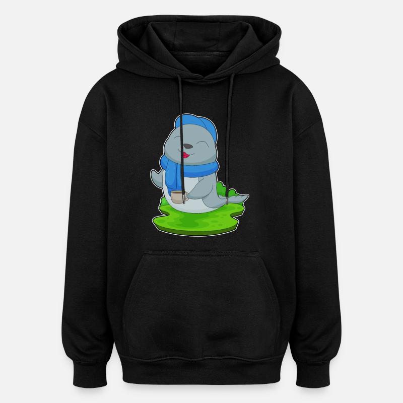 Seal Coffee Mug - Oversized Unisex Hoodie - black