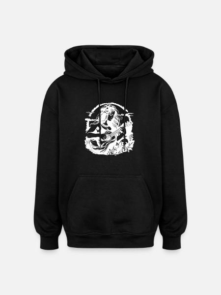 Hawaï ukulélé fille dessin - Sweat à capuche oversize unisexe - noir