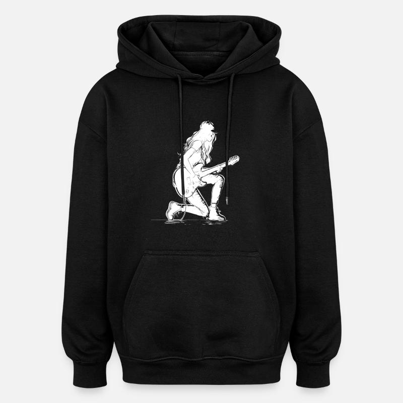 Fille de guitare - Sweat à capuche oversize unisexe - noir