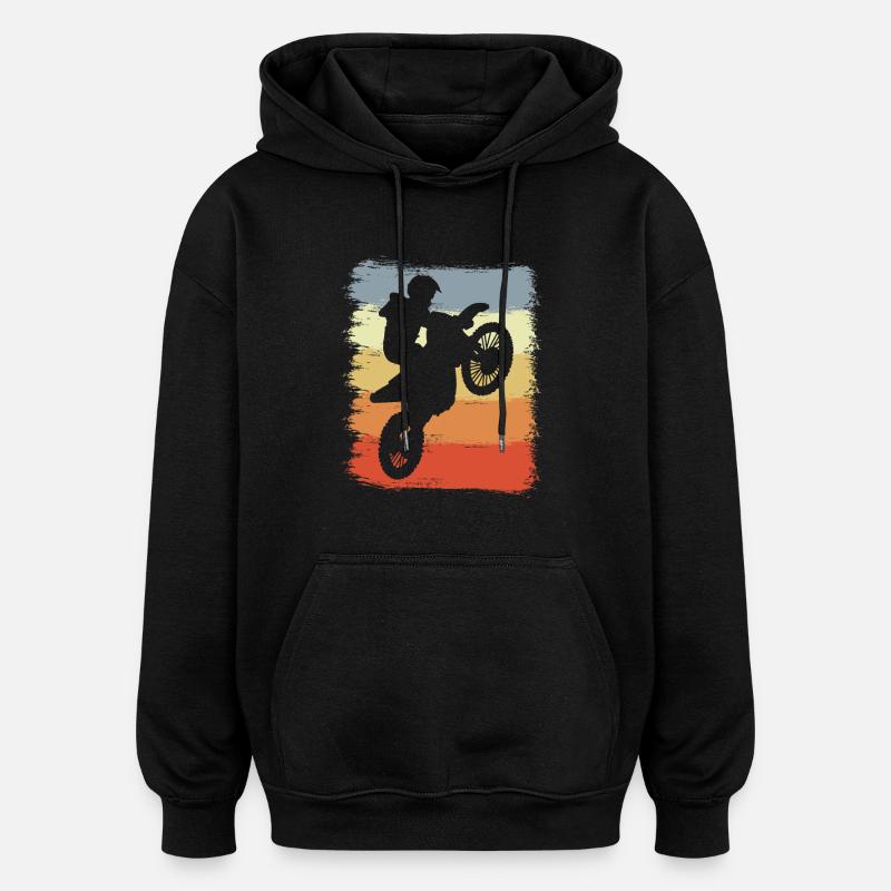 Graphismes rétro de motocross - Sweat à capuche oversize unisexe - noir