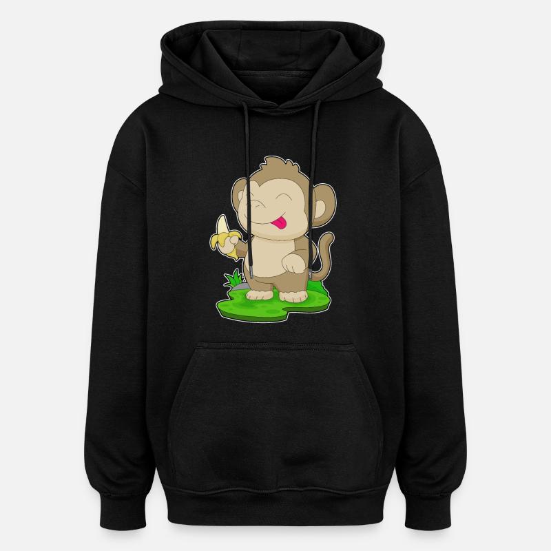 Singe Banane - Sweat à capuche oversize unisexe - noir