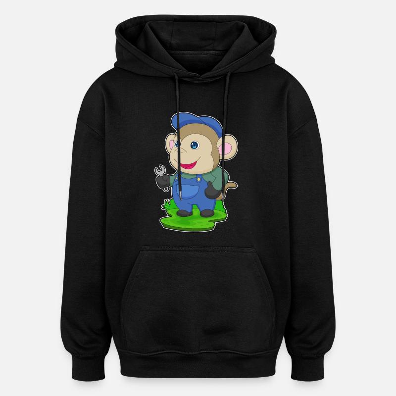 Clé d’artisan Monkey - Sweat à capuche oversize unisexe - noir