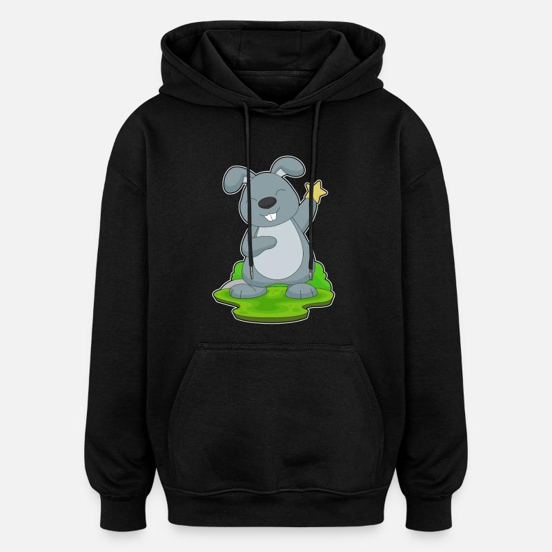 Hase Stern - Oversized Unisex Hoodie - Schwarz