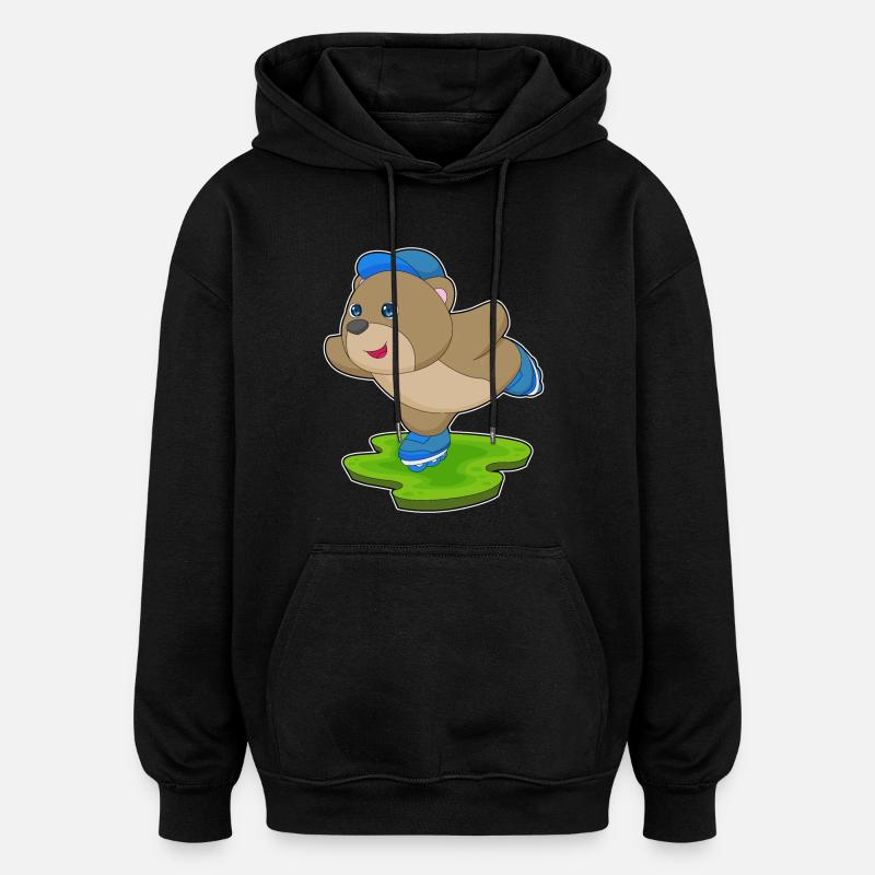 Bär Inline skating Rollschuhe - Oversized Unisex Hoodie - Schwarz