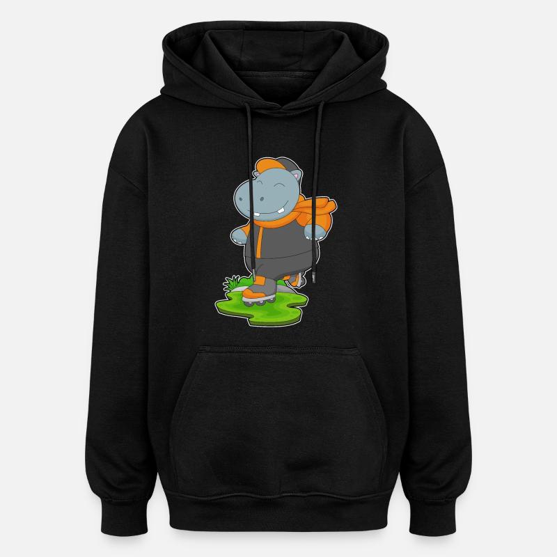 Nilpferd Inline skating Inline skates - Oversized Unisex Hoodie - Schwarz