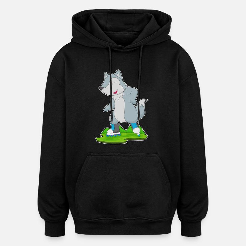 Wolf Inline skating Inline skates - Oversized Unisex Hoodie - Schwarz