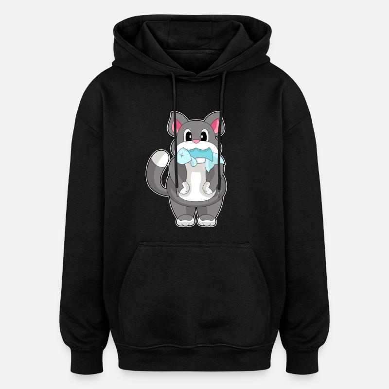 Poisson-chat - Sweat à capuche oversize unisexe - noir