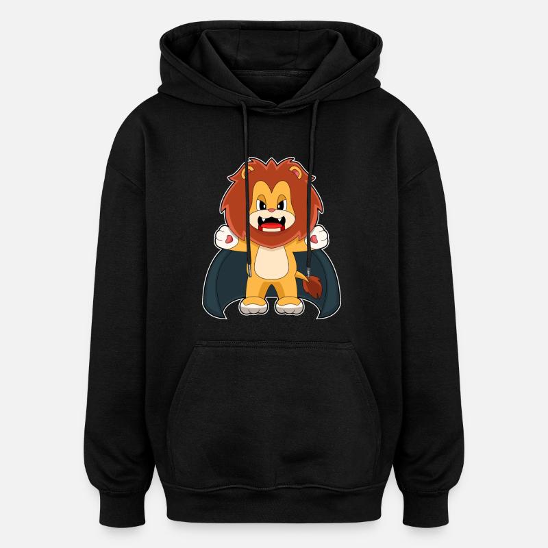 Lion Halloween Vampire - Sweat à capuche oversize unisexe - noir