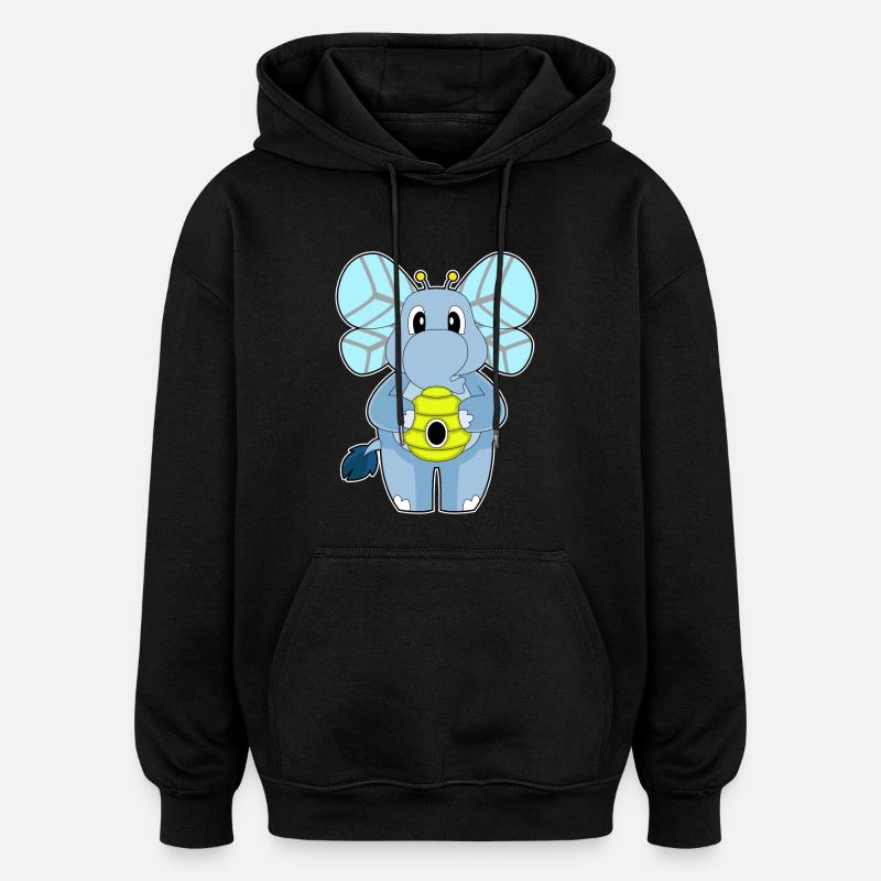 Elefant Biene - Oversized Unisex Hoodie - Schwarz