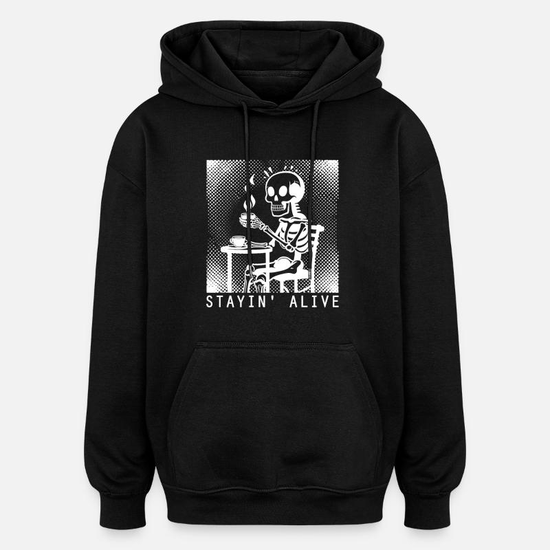 Stayin Alive Barista Café - Sweat à capuche oversize unisexe - noir