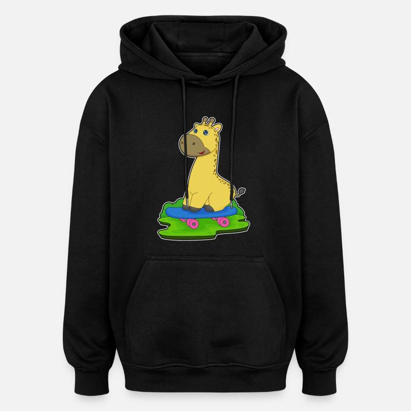 Girafe Skater Skateboard - Sweat à capuche oversize unisexe - noir