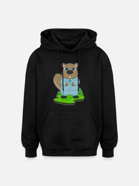 Beaver Groom Suit Wedding - Oversized Unisex Hoodie - black